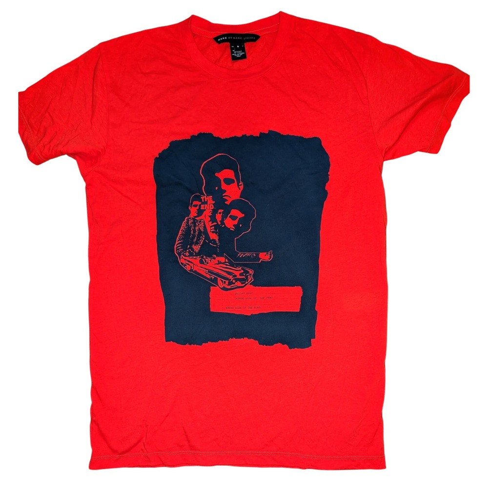 Marc by Marc Jacobs Graphic Tee Orange Black Collage Print‎ Designer Men's Small